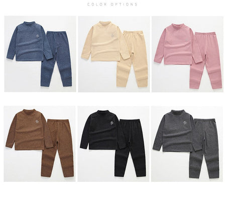 Kids Pajama Sets Autumn Winter Thermal Underwear Suit Girls Boys Cotton Outfits 3-14 Years Teens Clothes No Trace Warm Sleepwear