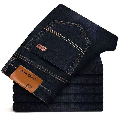 2025 New Business Men's Jeans Casual Comfortable Straight Stretch Fashion Classic Premium Blue Black Denim Pants Large Pants