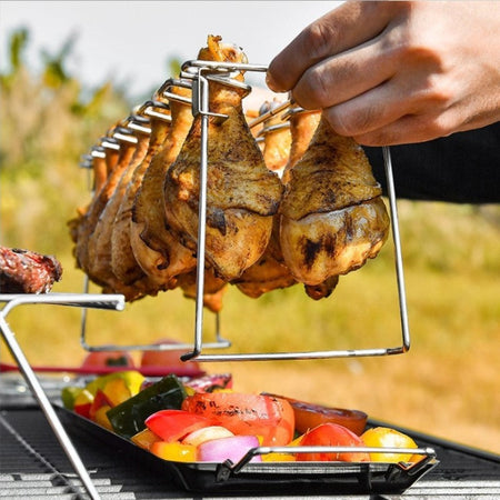 1pc Grill Rack, Stainless Steel Rack Chicken Leg For Oven, Barbecue Tools, Kitchen Supplies