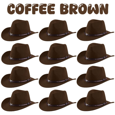 4-24Pcs Western Cowboy Hat for Men Women Adjustable Felt Cowgirl Hats Wide Brim Fedoras Hat for Adult Bachelor Party Costume