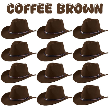 4-24Pcs Western Cowboy Hat for Men Women Adjustable Felt Cowgirl Hats Wide Brim Fedoras Hat for Adult Bachelor Party Costume