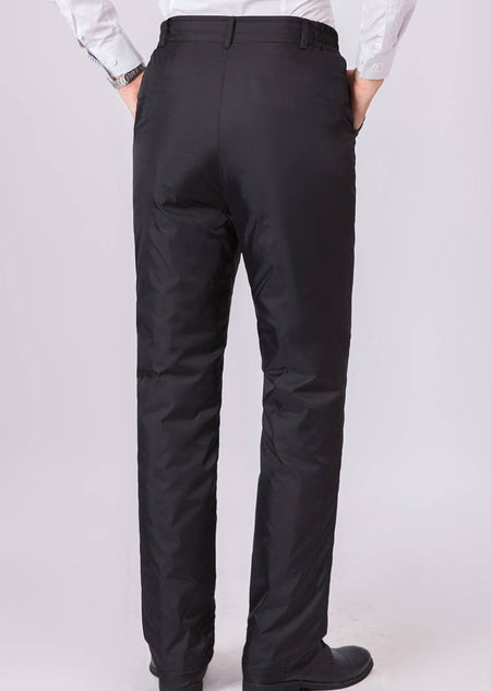 Mens Duck Down Padded Pants High Waist Men's Winter Business Pants Warm White Duck Down Padded Trousers Male Black PT-406