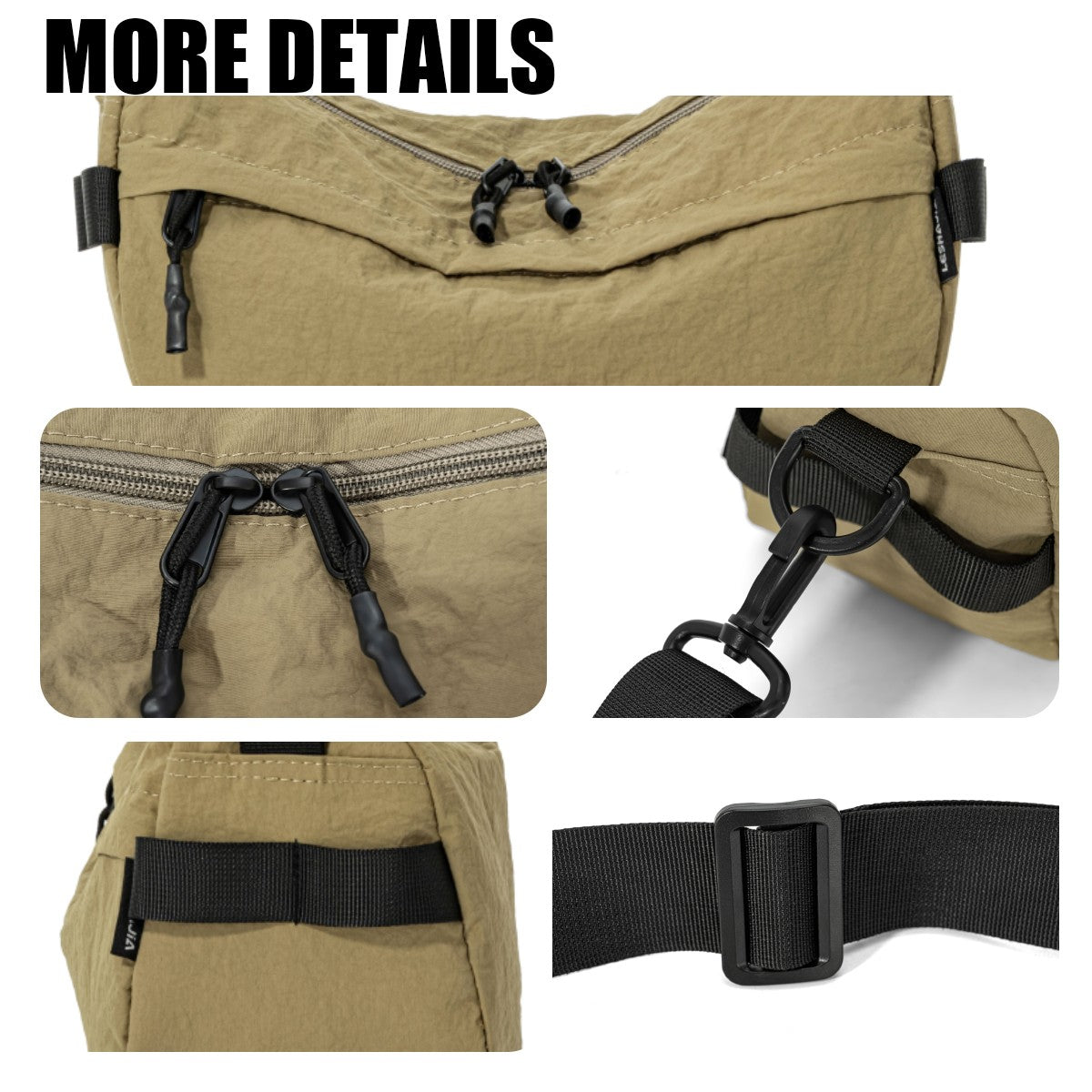 Japanese-Style Waterproof Lightweight Nylon Crossbody Bag, Lightweight Casual Multi-Pocket Unisex Phone Bag, Small Square Bag, Trendy for Hiking and Shopping