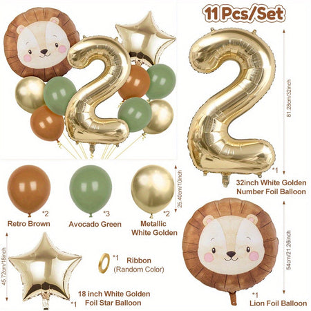 11pcs Cartoon Jungle Safari Animal Head Balloon Lion for Birthday Party Decor 40inch Platinum Digit Jungle Party Decoration Gift
