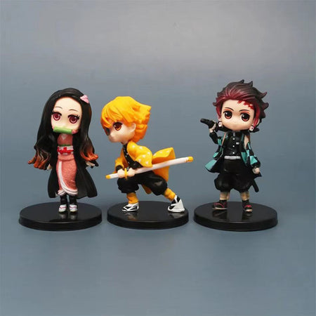 6pcs Anime Demon Slayer Figure Nezuko Tanjirou Zenitsu Inosuke Kyoujurou Giyuu Kawaii Qposket Figural PVC Model Toy Collect Gift