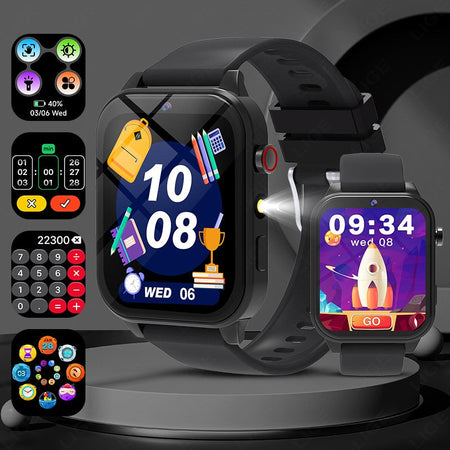 2025 New Children Smart Watch Alarm Clock LED Flashlight Waterproof Kid Watches HD Camera Take Photo Puzzle Game Smartwatch Girl