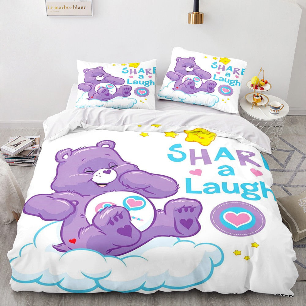 Cartoon Anime Care Bears Duvet Cover Set Kawaii Carebears Quilt Cover Pillowcase Set Bedding Set Kids Bedroom Decor Full Size