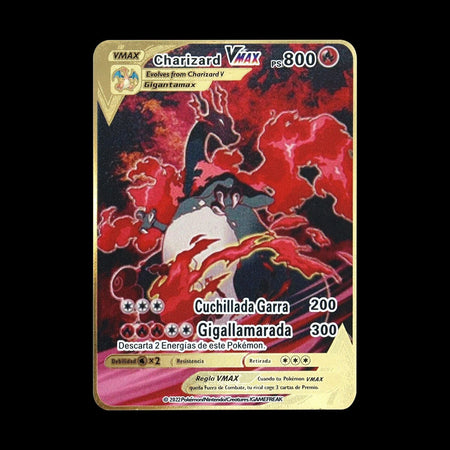 Pokemon 183200 Points High Hp  Gold Black English French Metal Cards Vmax Mega GX Game Collection Cards Charizard Pikachu Mewtwo