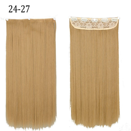 Synthetic Long Straight 5 Clip In Hair Extensions 22’‘ High Resistant Temperature Fiber Black Brown Blonde Hairpiece