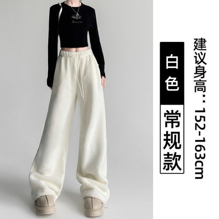 2025 New Winter Velvet Thick Pants Men Warm Straight Casual Pants Streetwear Loose Wide Leg Pants Thicken Lamb Wool Trousers