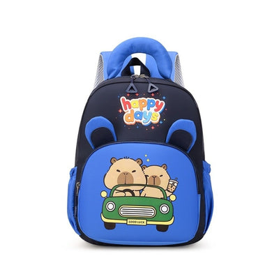 Kawaii Cartoon Capybara Backpack Nylon Lightweight Capybara School Bag Large Capacity Multi-pocket Kindergarten Backpack
