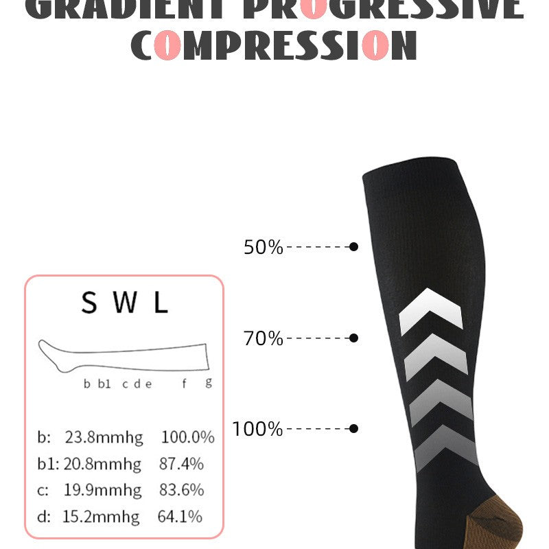 6 pairs copper fiber compression socks for men and women for running and traveling for nurses and pregnant women mid-calf design