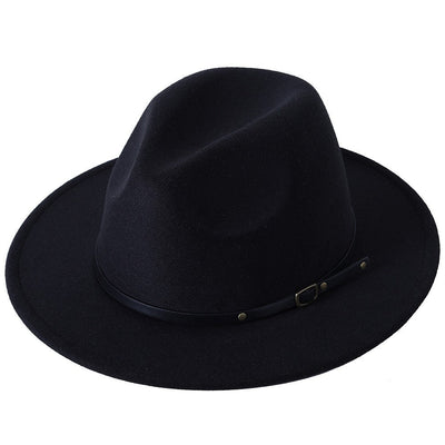 Fedora hat jazz hat men and women classic black leather belt Fedora Panama women autumn and winter Panama hat wholesale