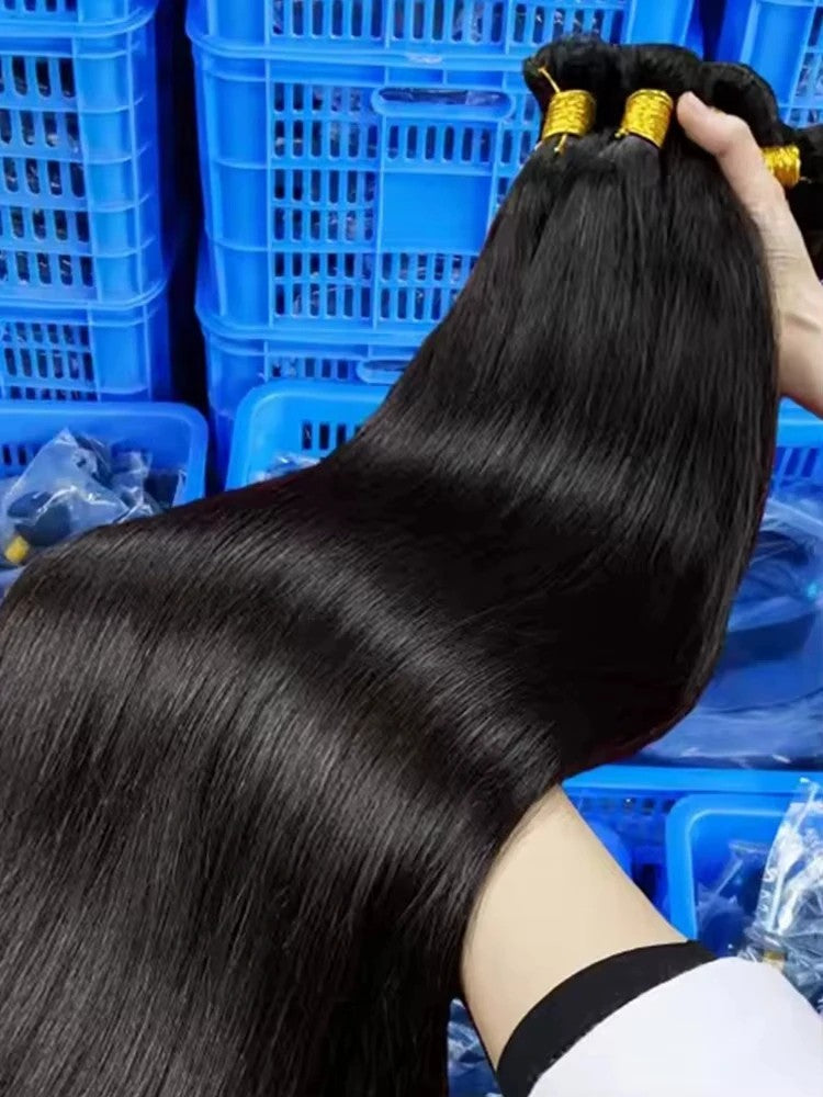 26 28 30 Inches Straight Human Hair Bundles Brazilian Raw Remy Weave 100% Unprocessed Extension Weft Natural Black For Women