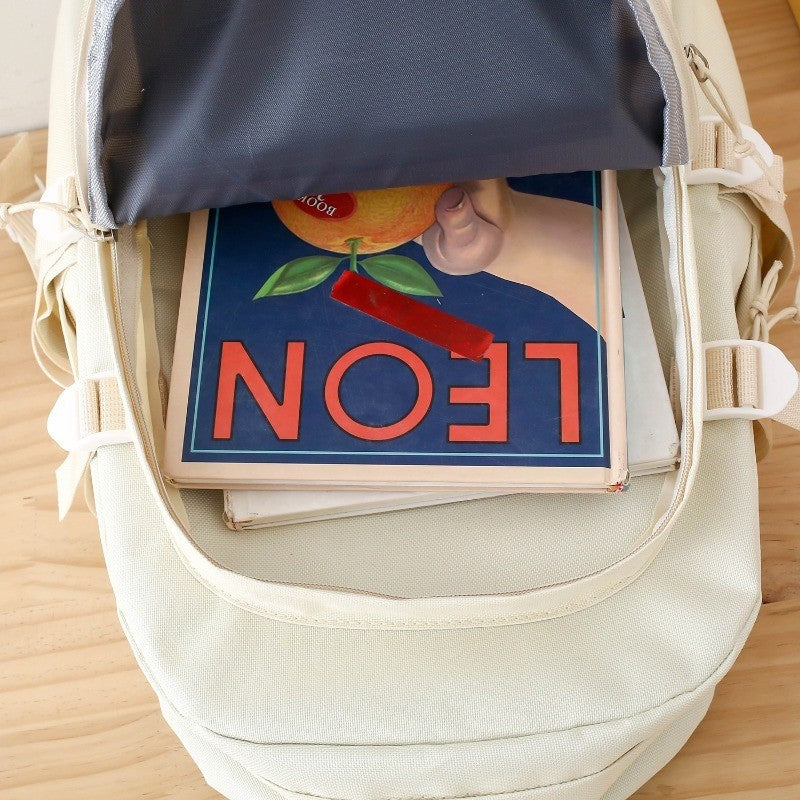 5-piece Set of Free Pendants Forest Style Korean Version Casual Harajuku Student Backpack for High School Girls Large Capacity