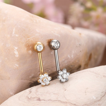 1PC Titanium Christina Vertical Hood Piercings Flower Lip Rings Opal Sexy Lip Piercings VCH Eyebrow Piercings Jewelry