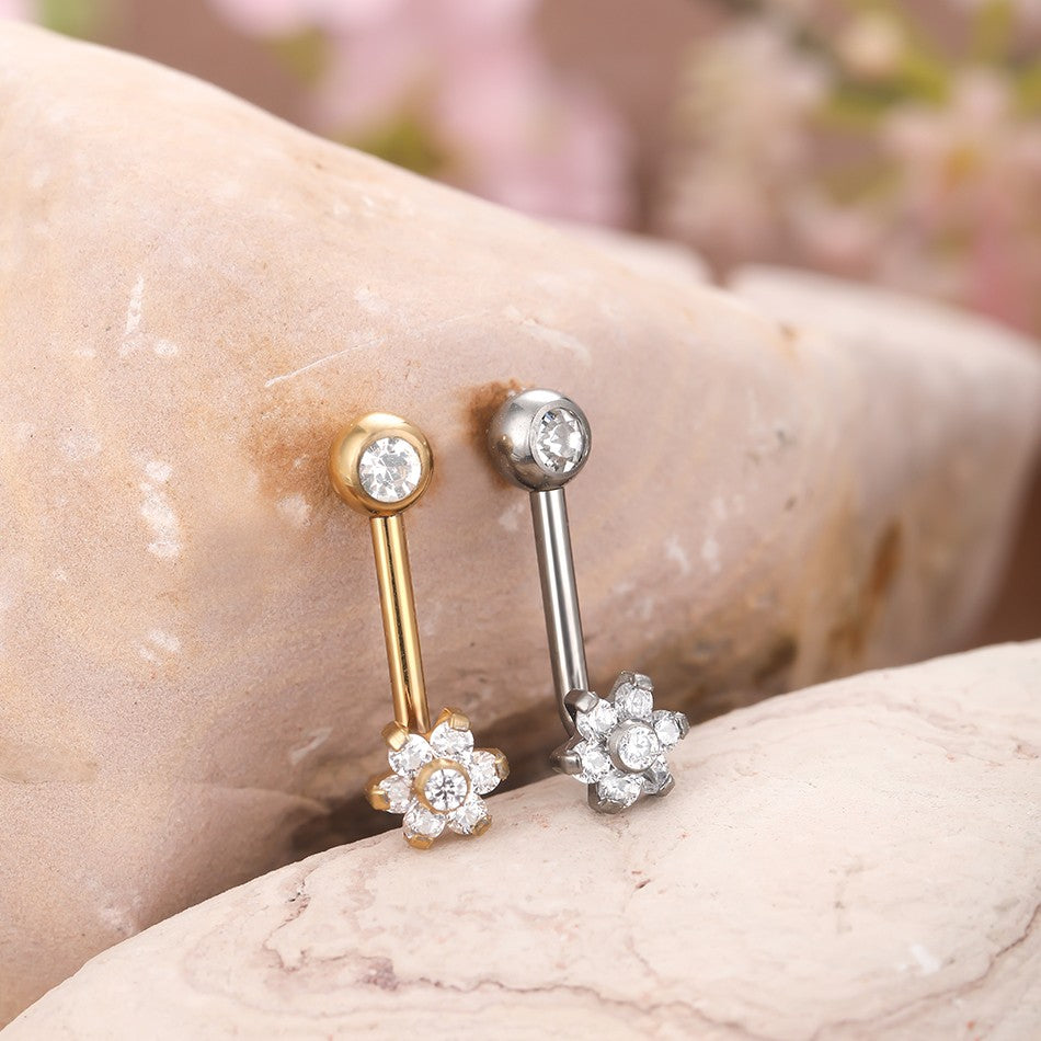 1PC Titanium Christina Vertical Hood Piercings Flower Lip Rings Opal Sexy Lip Piercings VCH Eyebrow Piercings Jewelry