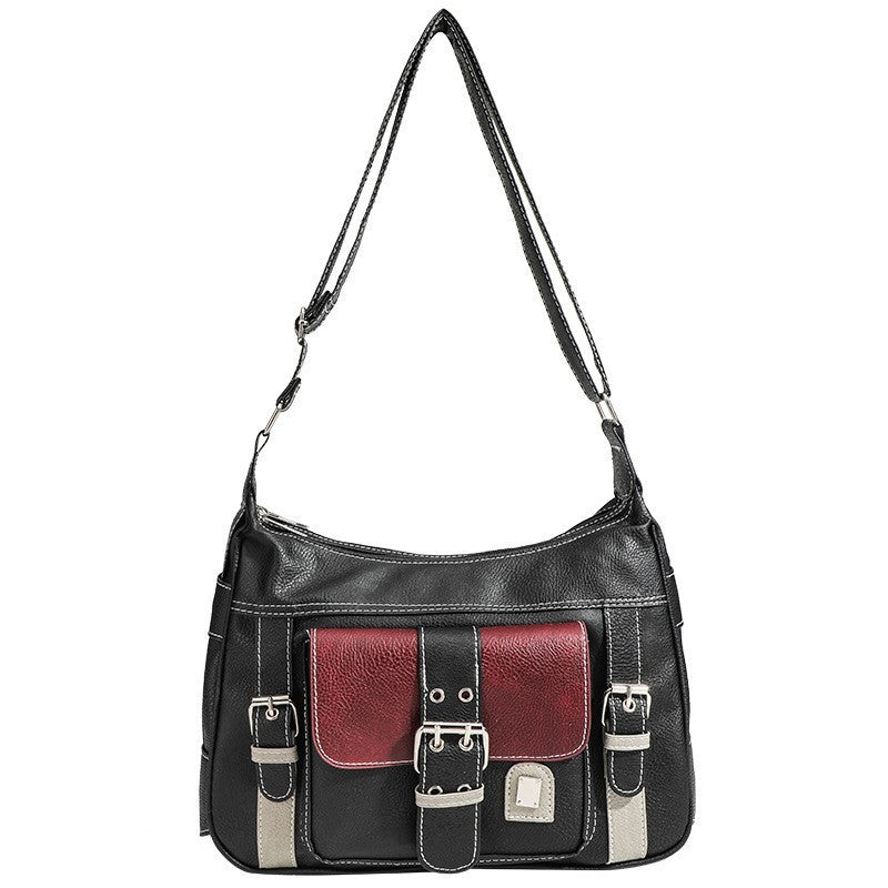 Y2K Vintage Crossbody Bag Women's Tote High Quality PU Leather Shoulder Bag Hip Hop Messenger Bag Female Large Handbag Commuter