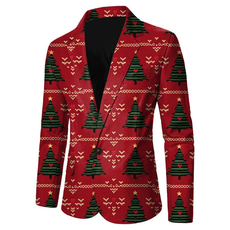 Christmas Mens Suit Jackets Fashion Fitness Casual Button New Year Party Dress Suits For Men Vintage Xmas Costume Casual Coats