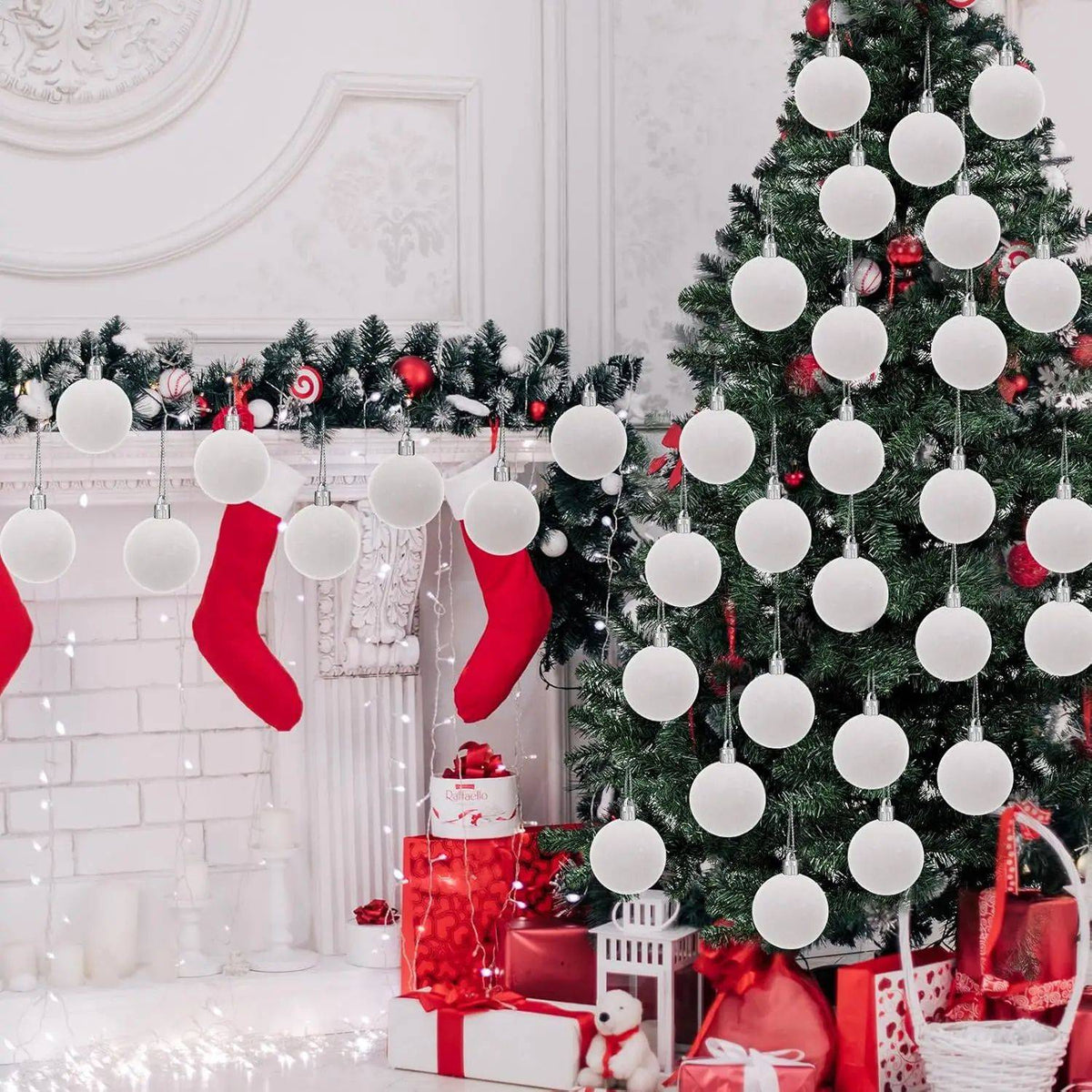 6cm Wine Red Velvet Christmas Balls for Xmas Tree Flocked Xmas Ball Hanging Pendents Navidad Festival Party Home Decor Supplies