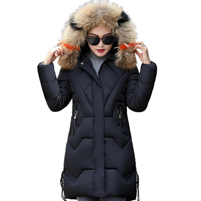Fashion Coats Winter Jacket Women Parka New 2024 Hooded Long Female Coat Solid Color Windproof Outwear Parka