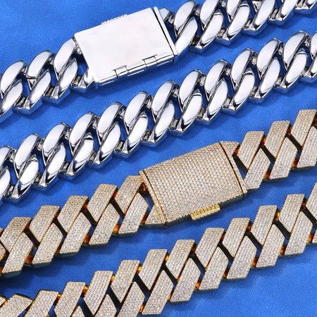 Thick Heavy 15mm Two Rows Prong Setting Cuban Link Chain Iced Out Hip Hop White/18k Gold Plated Necklace Jewelry Women Men Gifts