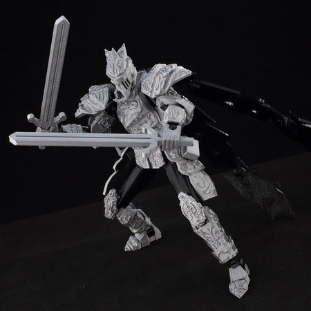 ?9L3D Lucky13 Silver Armor Knight Action Figure Dummy13 with TripleWeapon T13 Multi-Jointed 3D Printed Collectible Toy Titan13?