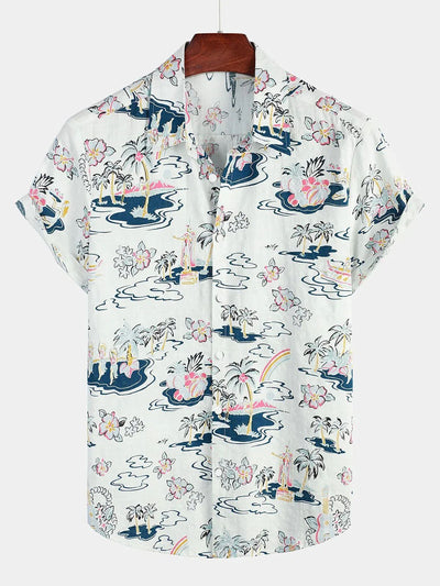 Men Casual Floral Button Short Sleeve Holiday Cool Beach Shirt Hawaiian Fashion Shirt Camicia Uomo Camisas Hawaianas Divertidas