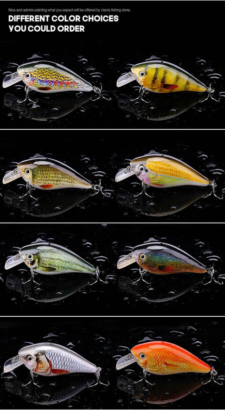 VTAVTA 5cm/7cm Crankbaits Fishing Lure Floating Wobblers for Pike Black Minnow Lures for Fishing Artificial Bait Fishing Tackle