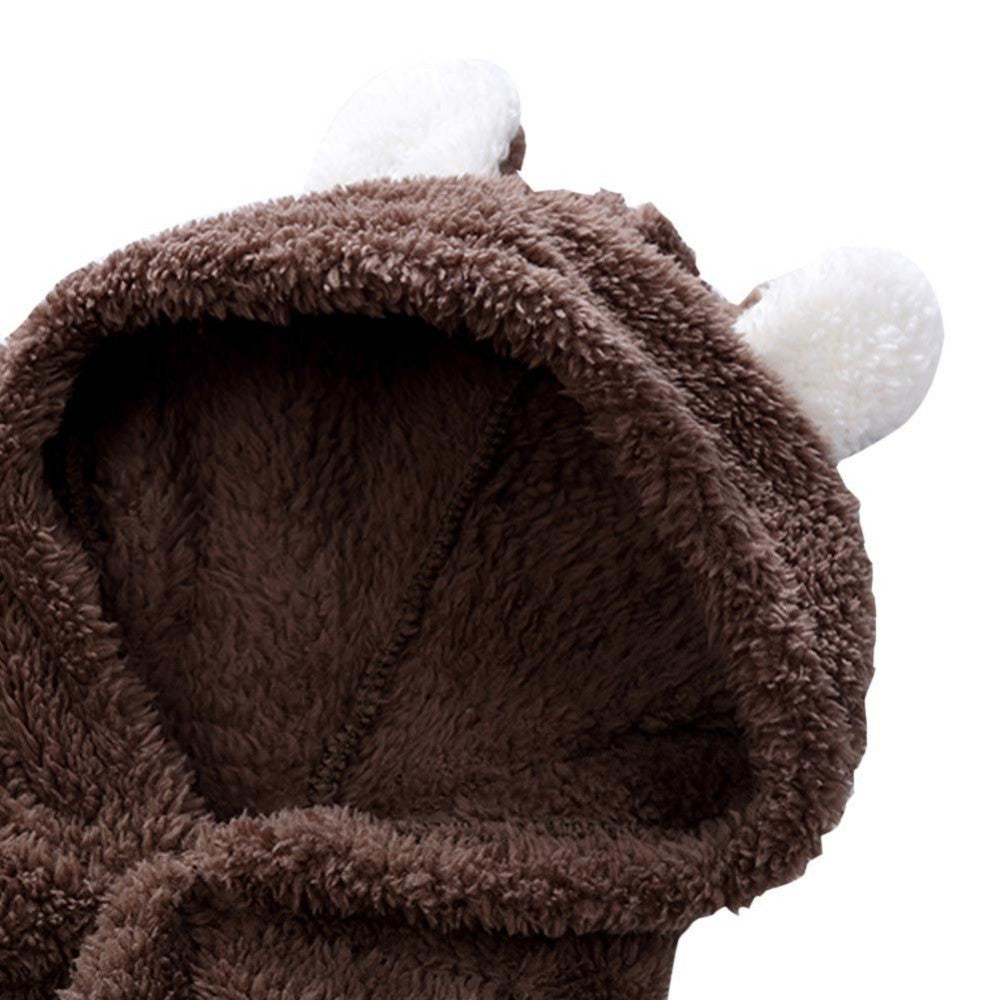 Winter Newborn Baby Plush Bodysuit Jumpsuit Cartoon Hoodies Boy Girl Romper Twins Clothes Korean version 0-12M
