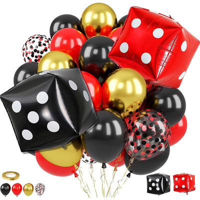 37Pcs/Set Casino Theme Party Decoration Cube Dice Foil Balloon Las Vegas Birthday Party Casino Night Poker Event Party Supplies