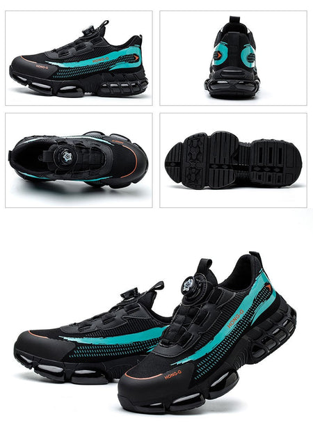 Men's Work Shoes  Rotary Buckle Work Sneakers Protective Shoes Safety Industrial Puncture-Proof Anti-Smash Steel Toe Shoes
