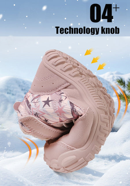 2025 Kids Barefoot Snow Boots Wide Toe Winter Insulated Waterproof Fur Lined Shoes for Boys Girls Cold Weather Outdoor Sneakers