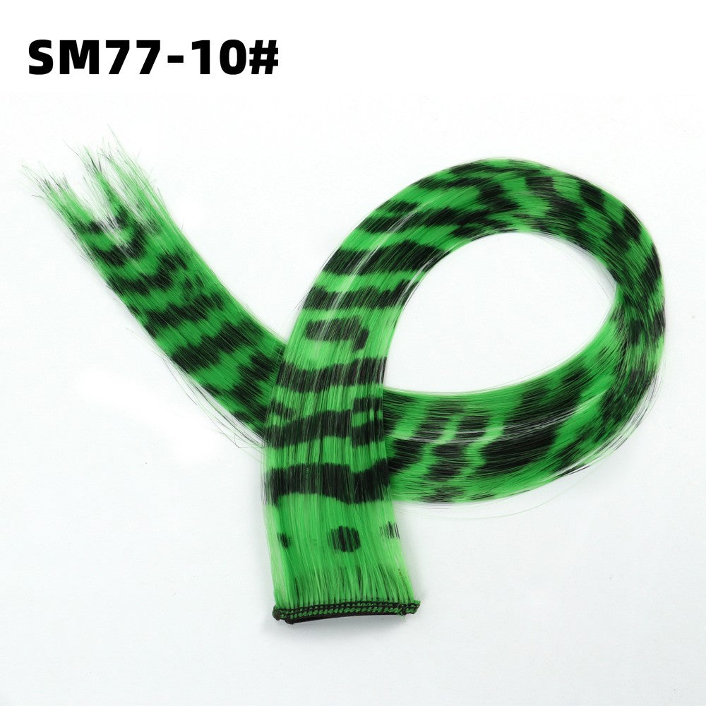 3pcs/set Stripe Printed Hair Colorful Long Straight Hair Pieces Synthetic Clip-in Hair Extensions for Daily Use Party Halloween