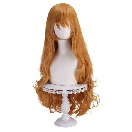 Synthetic Long Orange Wavy Cosplay Wig - Heat Resistant Anime Party Hair (Nami-Inspired Style)