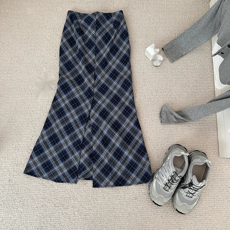 Plus Size Plus Size Plaid A- Line Mini Skirt Knee-Length Fashionable Autumn Winter Women's Clothing Chinese Style Casual Eleg...