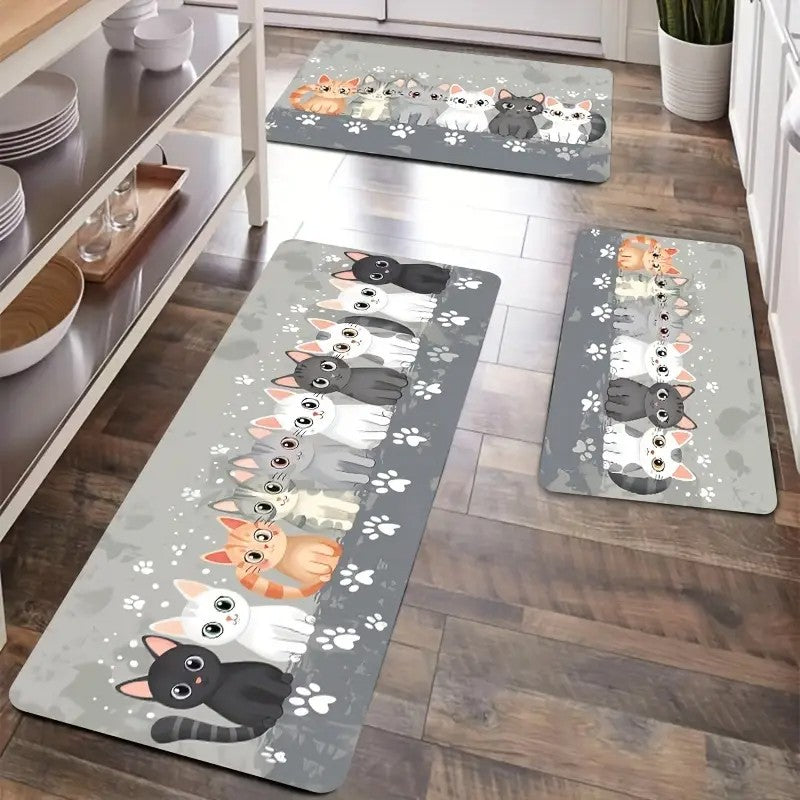 VIKAMA Cartoon Cat Paw Non-Slip Washable Floor Mat--Game Room Rug for Living Room, Bedroom,Home Decor, With Bathroom Accessories
