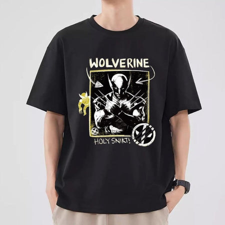 MINISO Deadpool Wolverine T Shirt Men Couple Combination Clothes Short Sleeve Collar Fashion T-shirt Man Cool Cotton Unisex Tops
