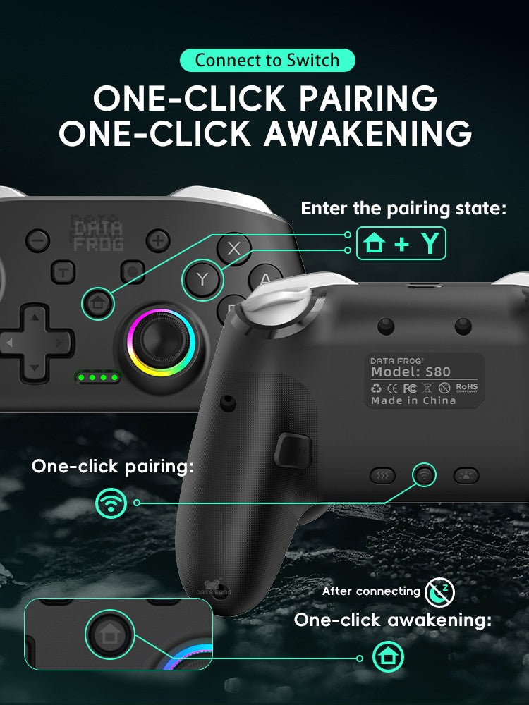 DATA FROG 2Pcs Wireless Pro Controller For Switch OLED/Switch Lite PC Gaming Gamepad Six Axis Gyro Dual Shock Turbo Function Gam