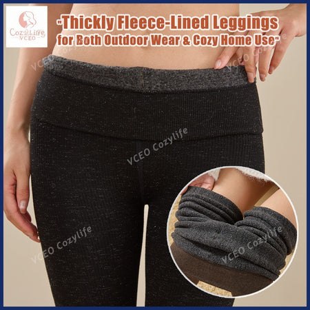 Warm fleece - padded leggings Warm thermal leggings Heavyweight 300g Fleece for Ultimate Warmth High - waisted warm leggings