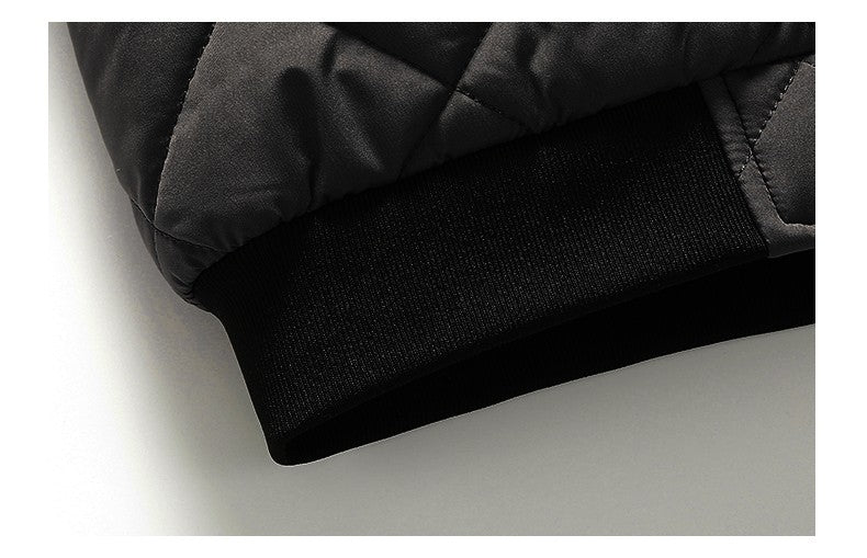 Quilted Jacket Men Autumn Winter Slim Fit Bomber Jacket Men Baseball Collar Cotton Padded Faux Fur Lined Casual Coat for 65-95kg