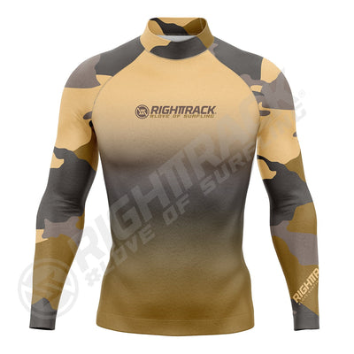 New Men's Surfing Shirt Camouflage Gradient Lycra Rashguard RIGHTTRACK Surf Sportswear Beach UV Protection Swimwear UPF50+