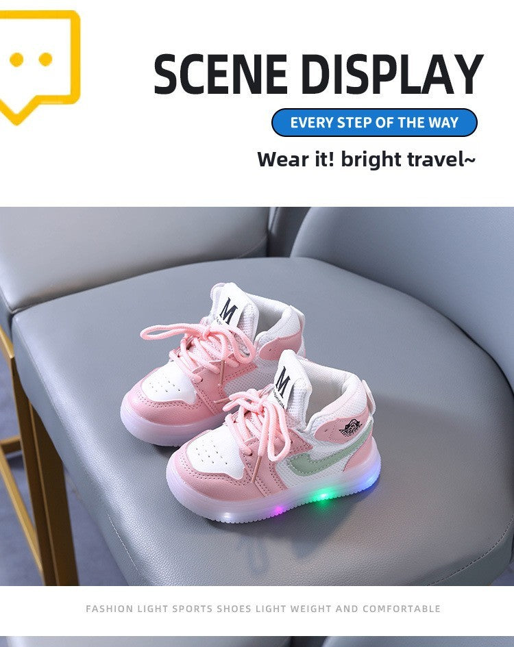 Children Shoe Spring and Autumn Boys Girls Lighted Sneakers Glowing Shoe Soft Soled Breathable Casual Infant Toddler Shoes