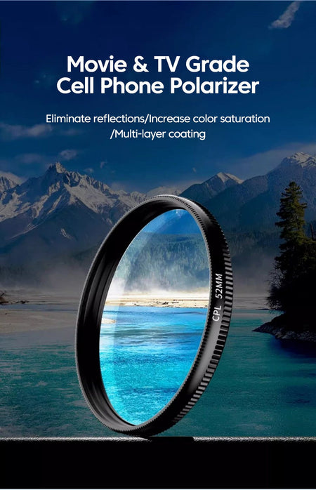 52mm CPL Universal With Clip Mobile Phone Lens Circular Polarizing Filter For iPhone Samsung smartphones