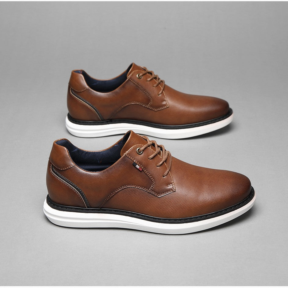 BHKH 2025 Genuine Leather Dress Shoes Comfy Men Casual Shoes Smart Business Work Office Lace-up Men Shoes