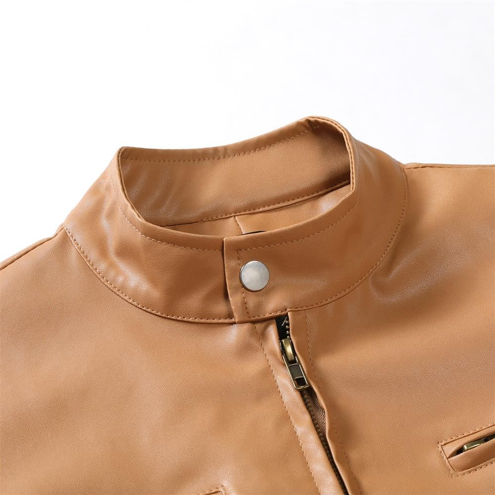 Mens Stand Collar Leather Jacket Coats Male Anti-wind Motorcycle Zipper Jackets Winter Men Outdoor Sport Streetwear Jacket Men