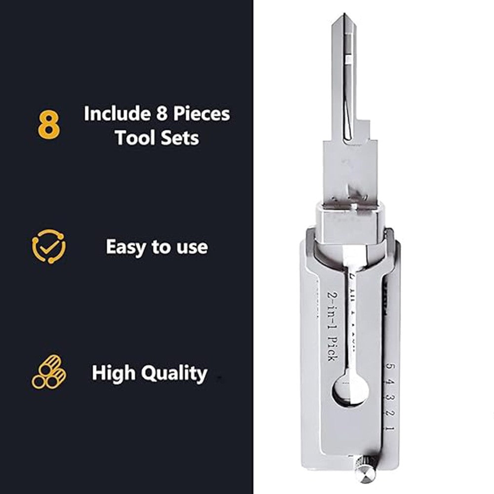 SS001 Stainless Steel Key Decoder 2 In 1 Precision Hook & Pick Set Lock Decoder O-ring Pickup Kit Maintenance Repair Hand Tools