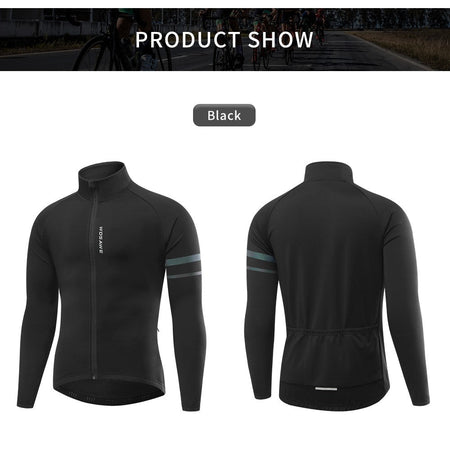 WOSAWE Men's Cycling Jersey Set Winter Fleece Cycling Jacket Pants Warm Long-sleeved Suit Bike Bicycle Jacket Riding Suit