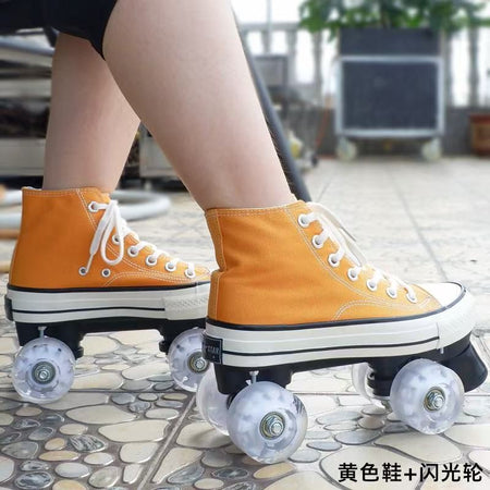 Adult and Children's Double-row Roller Skates Shoes , Breathable and Wear-resistant, Ice Rink , Four-wheel Skating Sneakers