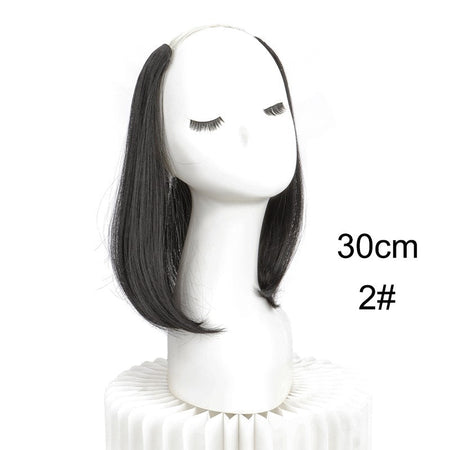 20/30cm Synthetic Short Straight Internal Buckle V-shaped Half Head 4Clips Hair Extension Invisible  Hairpiece for Women 2026